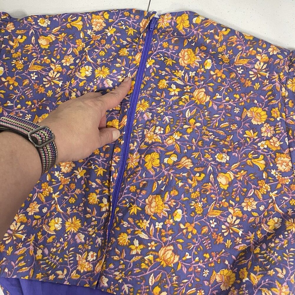 J.Crew Cutout Cotton Poplin Dress  Midnight Floral Puff Sleeve Size 14 New NWT - Picture 6 of 12